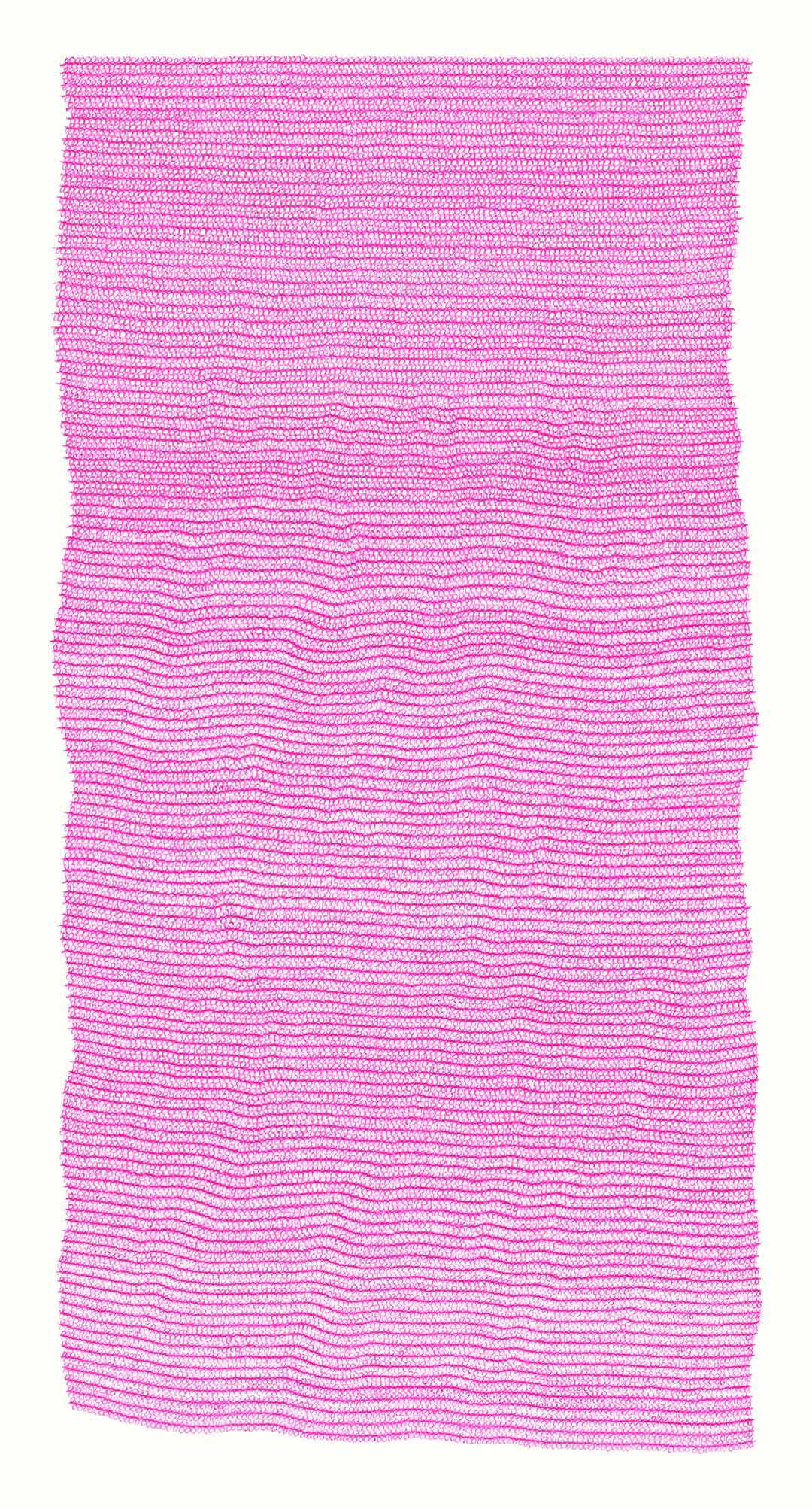 lignes, oeuvre viviane rabaud, dessin au stylo à bille rose représentant une étoffe, motif boucles